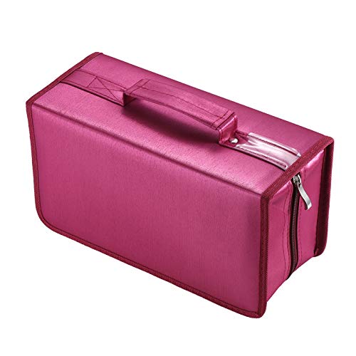 alavisxf xx CD Case, 160 Capacity Nylon Protective Disc Organizer for Car | CD DVD Holder, Portable Handle, Zipper Closure, Anti-Slip Sleeves, Heavy Duty Storage Bag, for Home Office Travel - color: Red160