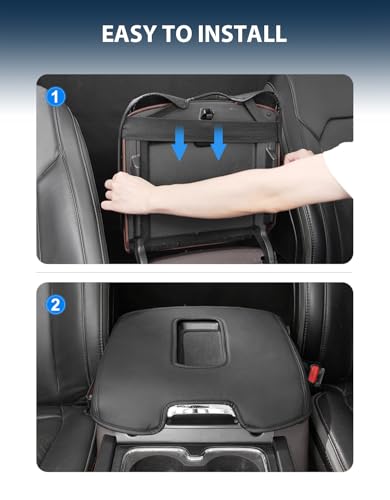 Center Console Armrest Cover for GMC Sierra & Chevrolet Silverado 2014-2018, Tahoe & Yukon & Suburban 2015-2020, Bucket Seat, Car Armrest Protector, Scratchproof, Black - color: Black