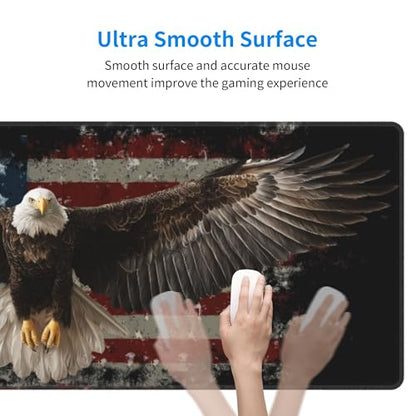 American Flag Bird Mouse Pad Extended Large Gaming Mouse Pad XL Stitched Edges for Gamer Home Office 31.5 X 11.8 Inch - color: American Flag