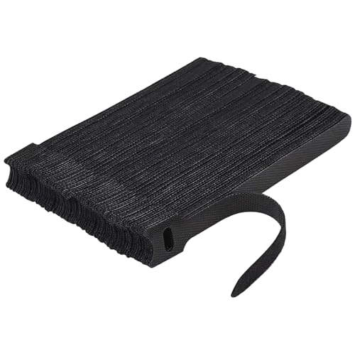 TENOC Reusable Cable Ties Hook Loop Cords Management Adjustable Cable Organizer Wire Straps, Black, 120 Pcs 8-Inch