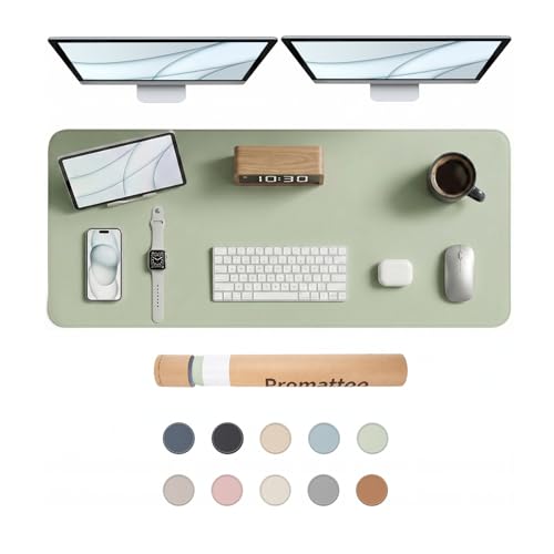Large Desk Pad Non-Slip Desk Mat Protector for Keyboard Mouse Waterproof Vegan Leather Surface Faux Leather Laptop Mat Smooth Mouse Pad Premium Gift Tube Matcha Green 47" x 17" - color: Matcha Green, size: 47" x 17"
