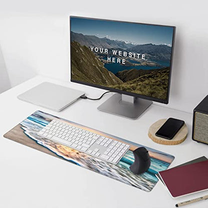 Large Mouse Pad Gaming Mousepad XL Sunrise Beach Wave Desk Mat Mouse Pad Long 31.5x11.8 in Extended Big Mousepad Waterproof Desk Pad with Non-Slip Base and Stitched Edges Computer Keyboard Mat - color: Sunrise Beach Wave