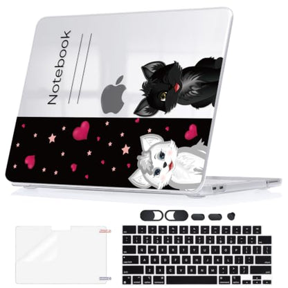 Ultra Slim Lightweight Hard Shell for 2026 MacBook Neo 13 (A3404, A18 Pro), All-in-One 5 Piece Protective Kit, Notebook & Cat Pattern - color: Cat & Lover