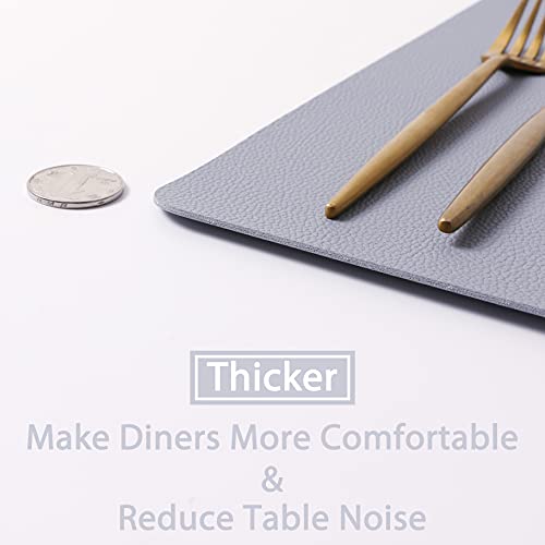 Wipeable Placemats Leather Table Mats Waterproof Heat-Resistant Easy to Clean for Dining Table Set Kitchen Table (6, Pale Blue) - color: Pale Blue, size: set of 6