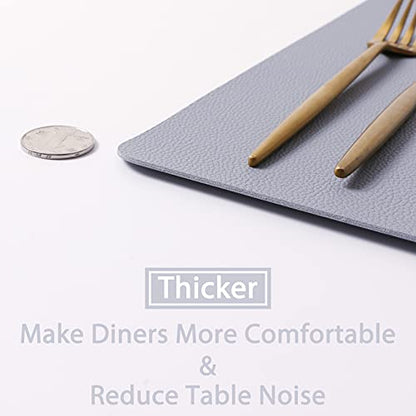 Wipeable Placemats Leather Table Mats Waterproof Heat-Resistant Easy to Clean for Dining Table Set Kitchen Table (6, Pale Blue) - color: Pale Blue, size: set of 6