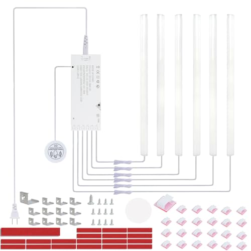12" V-Shape Diffused LED Light Bars Kit,Aluminum Channel Lights with Touch Sensor for Under Cabinet,Gun Safe,Closet,Under Counter,Book Shelf,Display Showcase,3000K Warm White,6 Pack - color: 3000K Warm White, size: 6Pcak x 12IN with Wired Control