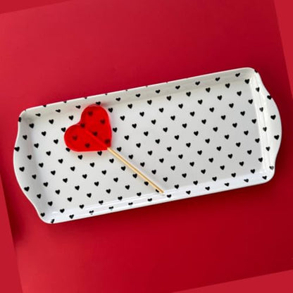 Sprinkles & Confetti Black Heart Melamine Serving Tray with Handles, Lightweight Shatter-Resistant, BPA-Free, Dishwasher Safe - Serving Tray for Charcuterie, Desserts & Parties - color: Black Heart