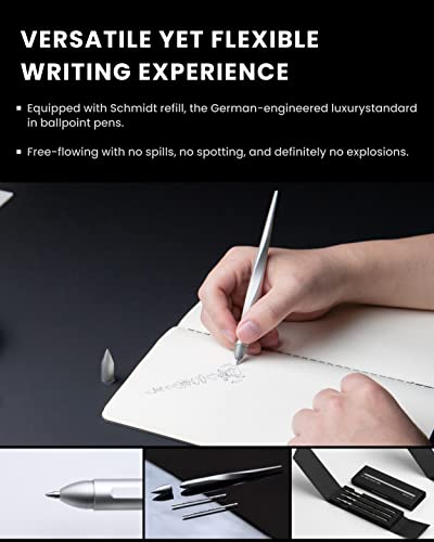 novium Hoverpen Interstellar - German-engineered Ballpoint Pen with Magnetic Features, Starlight Silver - color: Starlight Silver, style: Basic