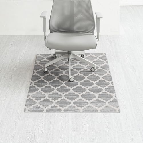 Anji Mountain Rug'd Office Chair Mat for Carpet & Hardwood Floor - Jacquard Woven, Anti-Slip Backing, Low Pile, Floor Protector Desk Chair Mat, Office Rugs for Rolling Chairs (Nickel - 36" x 48") - color: Nickel, size: 36" x 48"