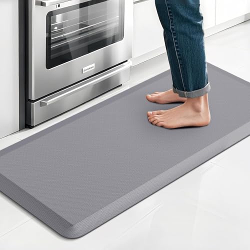 TranquilRelax Kitchen Mat, Thick Floor Comfort Anti-Fatigue Mat, Non-Slip, Water Resistant, Stain Resistant, Easy Clean, for Kitchen, Sink, Office,Home(17.3''x39'', Grey) - color: Grey, size: 39"L x 17.3"W x 0.5"Th