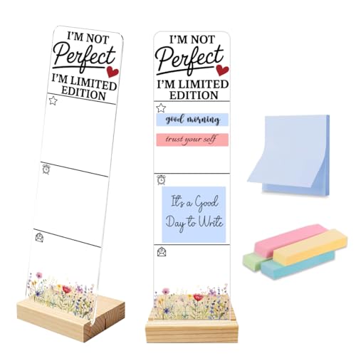 Sticky Note Holder Acrylic Monitor Memo Board Desk Organizers Desk Decor Post It Note Holder I'm Not Perfect I'm Limited Edition Positive Self Love Inspirational Desk Sign - color: Acrylic 10