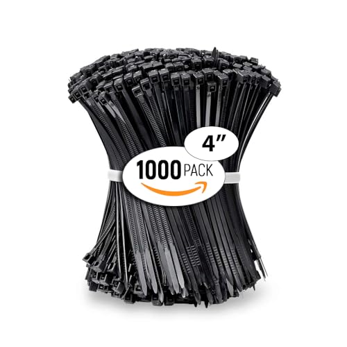 ALBO Black Zip Ties 4 Inch Plastic Cable Ties 1000 Pack Tie Wraps 18lb UV Resistant Small Nylon Wire Ties - size: 4" Black 1000 Pack 18lb