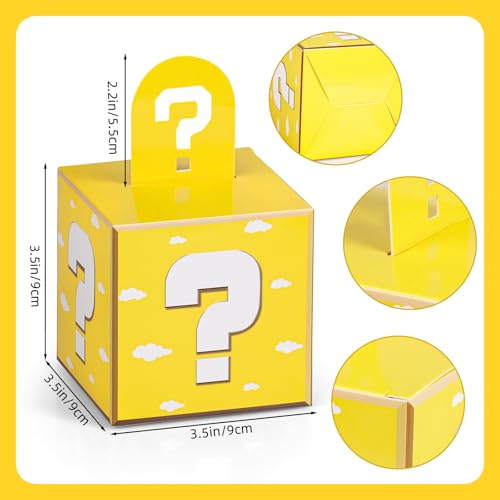 Eaezerav 24 Pcs Video Game Theme Party Treat Boxes Mystery Video Game Gift Box with Question Mark Cardboard Snack Candy Boxes for Kids Birthday Party Favors Decorations