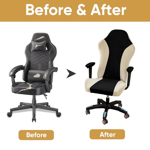 Lavish Cover Velvet Stretchable Gaming Chair Cover, Washable, Anti-Scratch Slipcover with Armrest Protection, Cat Scratch Proof for Office and Computer Chairs(No Chair, Black) - color: Black