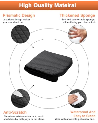 Shademax Custom Fit for Center Console Cover 2019-2024 2025 2026 GMC Sierra 1500/Chevy Silverado 1500 2500HD 3500HD Armrest Cushion Pad Cover PU Leather Sierra Silverado Accessories Anti-Scratch Black - size: for 2019-2026 Silverado/Sierra Bucket Seat