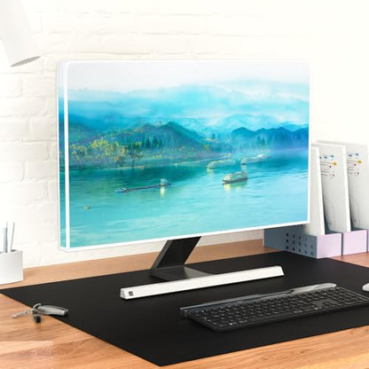 Misty Landscape 22-25 Inch Monitor Cover, Blue Green Scenery - color: baby blue, size: 22-25 Inch