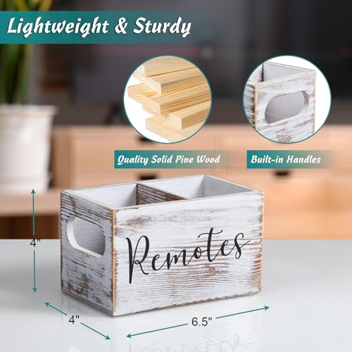 DRASTAR Remote Control Holder, Retro White TV Remote Holder, Remote Organizer Caddy for Table, Wooden Remote Box for Nightstand, Remote Caddy with 2 Slots - color: Retro White, size: 2 Slots