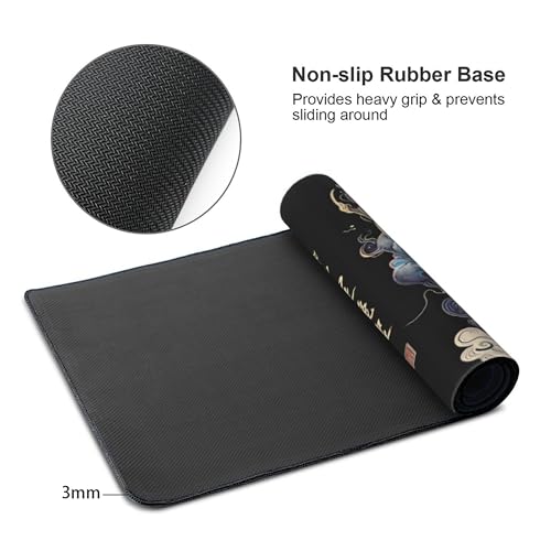 Extended Gaming Mouse Pad, XXL Non-Slip Rubber Base,Waterproof with Stitched Edges, Japanese Demon Design, Ultra-Smooth Cloth Surface, 35.4 x 15.7 Inches - color: Demon