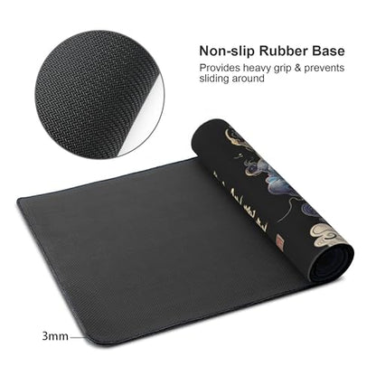 Extended Gaming Mouse Pad, XXL Non-Slip Rubber Base,Waterproof with Stitched Edges, Japanese Demon Design, Ultra-Smooth Cloth Surface, 35.4 x 15.7 Inches - color: Demon