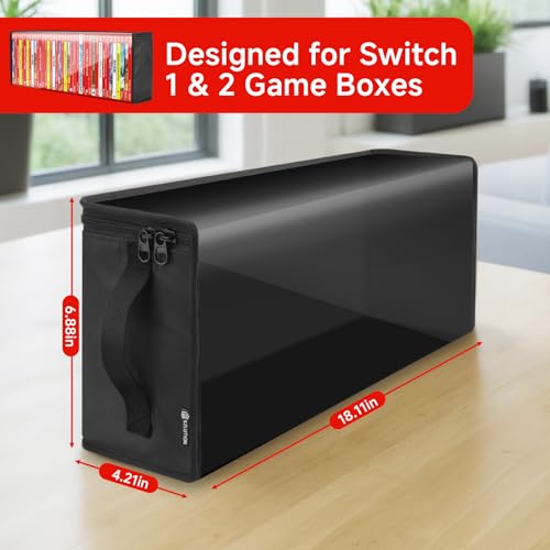 Game Disc Storage Bag Compatible with Nintendo Switch 2 Games | Portable Carrying Case Holds 40 Switch Game Boxes, Clear TPU Organizer Bag for Switch Game Collectors, Black, Case Only