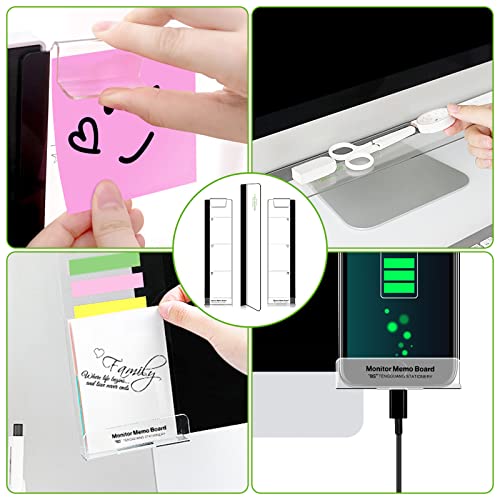 Computer Monitor Memo Message Board/Creative Multifunctional Monitor Shelf/Monitor Side Panel Sticky Notes Paper Storage Rack - with Phone Holder - 1Set (Left/Right/Bottom)