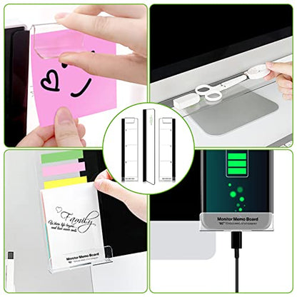 Computer Monitor Memo Message Board/Creative Multifunctional Monitor Shelf/Monitor Side Panel Sticky Notes Paper Storage Rack - with Phone Holder - 1Set (Left/Right/Bottom)
