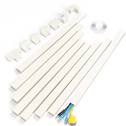 Yecaye Cord Hider, 113in Large Cord Covers for Wires on Wall, Cord Organizer for 3-4 Wires, Easy Install Cable Management Kit, TV Wire Hider for Home Office, W1.18in H0.67in, Beige - color: Beige, size: Large