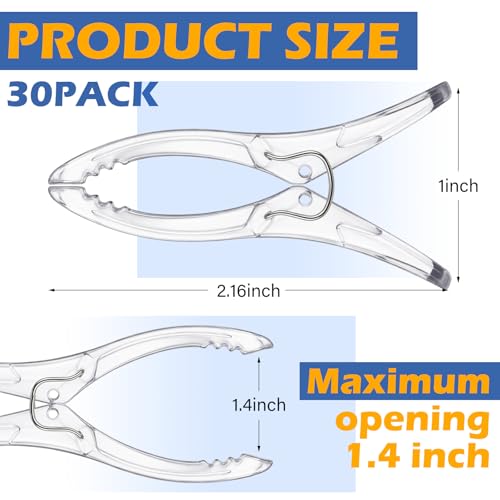 30 Pack Balloon Arch Clips Plastic Transparent Backdrop Spring Clamps 2 Inch Clear Clips for Balloon Arch Kit Birthday Decoration Crafts Woodworking Photography Studios