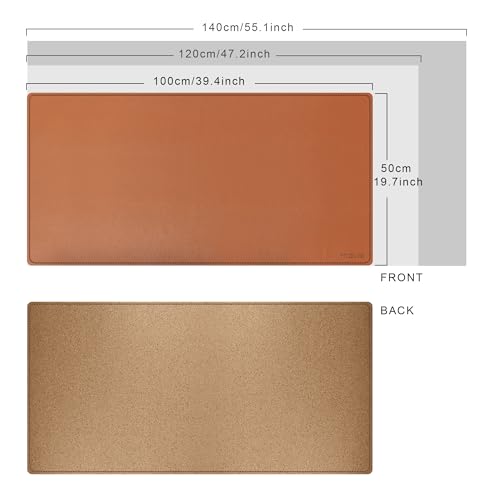 Mydours Cork & PU Leather Desk Mat, 40" x 20" Large Gaming Mouse Pad XL, Dual-Sided Portable Desk Pad Blotter, Keyboard Computer Desktop Protector for Gift Office Home (Brown) - color: Brown, size: 39.4" x 19.7"
