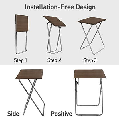 Garden 4 you Folding TV Tray Table on Bed & Sofa,TV Dinner Tray with Sturdy MDF,25In Portable Table with No Assembly Required （Walnut,2PC） - color: Walnut, size: 2pcs