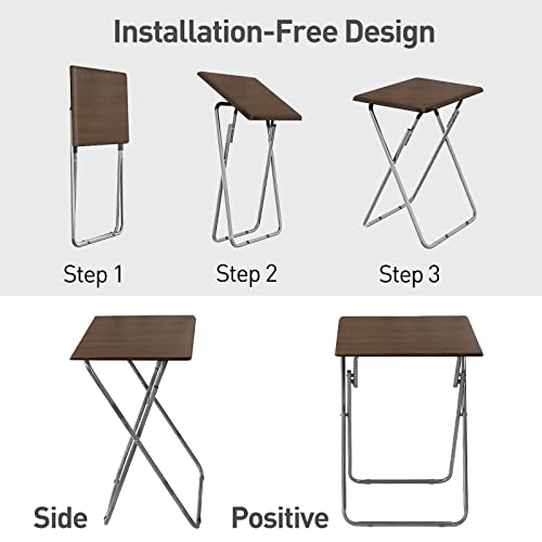 Garden 4 you Folding TV Tray Table on Bed & Sofa,TV Dinner Tray with Sturdy MDF,25In Portable Table with No Assembly Required （Walnut,2PC） - color: Walnut, size: 2pcs