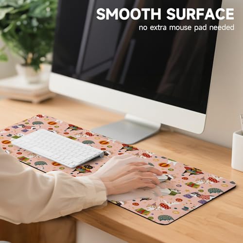 AUPET PU Leather Desk Pad Protector Blotter, Animal 35 x 17in Large Mouse Pad,Cute Office Desk Mat,Waterproof Non-Slip Desk Writing Drawing Pad for Office Home Game (Cute Cat Circus) - color: Cute Cat Circus