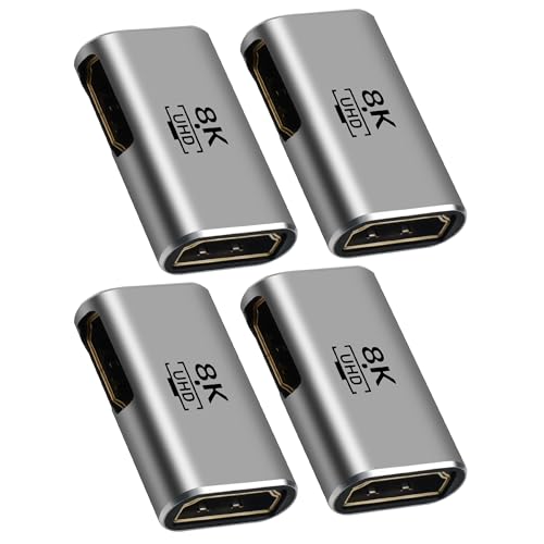 8K HDMI Coupler 4 Pack, Flat HDMI 2.1 Female to Female Connector HDMI Extension Adapter, Supports 4K@120Hz,8K@60Hz, 2K, Compatible with HDTV, Monitors, Laptop, Projector, PS5/4, Xbox X - color: HDMI Female to Side Female Coupler, size: 4 Pack