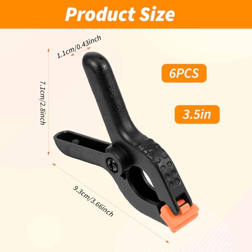 Ymapinc 6Pcs Black Plastic Balloon Arch Clips, 3.5 inch Anti-Slip Spring Clamps for Balloon Arch Backdrop Clamp Heavy Duty Clamps for Backdrop Curtain Photo Prop