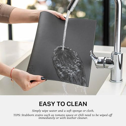 Baroyal Faux Leather Placemats Set of 6 Vinyl Washable Wipeable Table Mats for Kitchen Dining Table Heat Resistant Waterproof Modern Indoor/Outdoor Placemats Non-Slip Easy Clean Place Mats (Dark Gray) - color: B-dark Gray