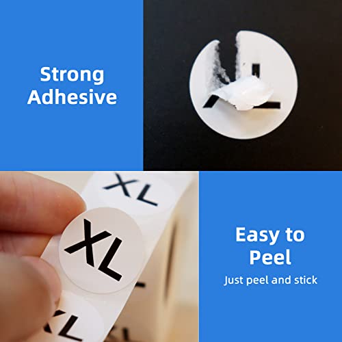 3500 PCS Clothing Size Stickers Labels 7/8" Round Self Adhesive Size Stickers for Clothing T Shirts Retail, 7 Sizes (XS, S, M, L, XL, XXL, XXXL) - color: Size - Black