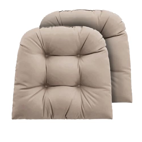Outdoor Chair Cushions 22x22x4 Inch Set of 2, Seat Pads with Ties, Taupe - color: Taupe, size: 22x22x4"