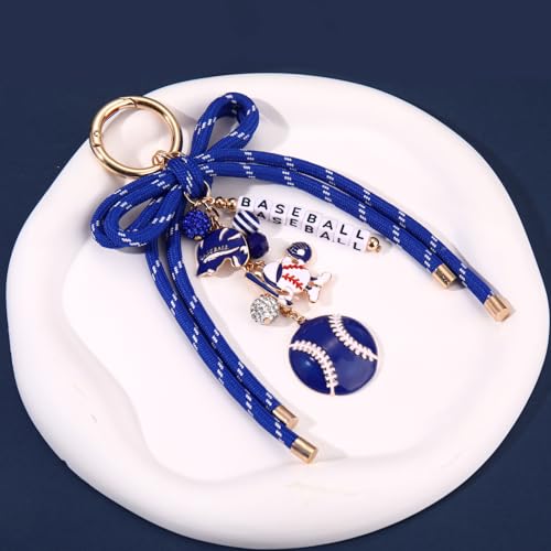 PHALIN Football Baseball Basketball Golf Bag Charms Keychain for Women Men Bow Purse Charm Sport Mom Gifts - style: Baseball-1