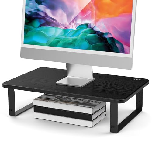 BESIGN MS01 Monitor Stand Riser, Height Adjustable Laptop Stand, Computer Monitor Stand for Monitor, Computer,Laptop,Printer (Black) - color: Black