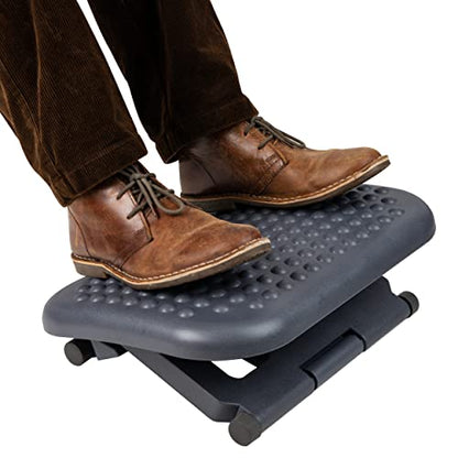 Mind Reader Foot Rest, Under Desk at Work, Ergonomic, Height Adjustable, Office, Plastic, Black - size: Adjustable Footrest