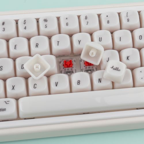 Tsungup MOA Keycaps,136 Keys Cute Ceramic Textured Custom Keycaps 60 75 Percent, Minimalist White Mac Keycap Set Key Caps Keyboard for Cherry Gateron MX Swithes Mechanical Keyboards(Translucent White) - color: White