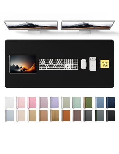YSAGi Leather Desk Protector, Office Mat, Large Mouse Mat, Non-Slip PU Leather Blotter, Laptop Pad, Waterproof Writing Pad for Office and Home (Black, 47" x 17") - color: Black, size: 47" x 17"