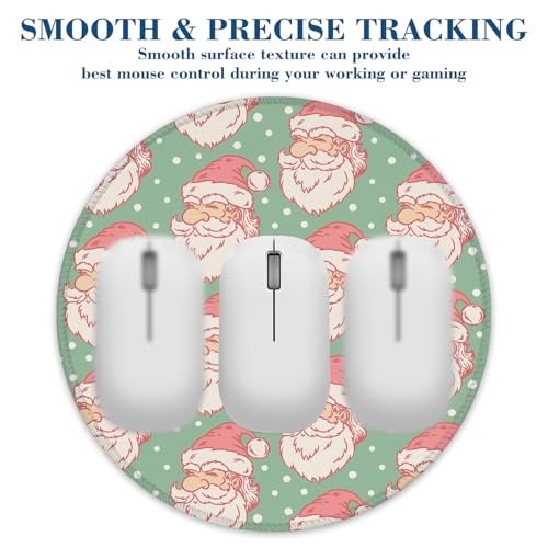 Merry Chrismas Mouse Pad Round Mouse Mat, Non-Slip Rubber Base Mousepad with Stitched Edge for Wireless Computer Laptop Office Desk Accessories 8 x 8 Inches - color: Merry Xmas 01