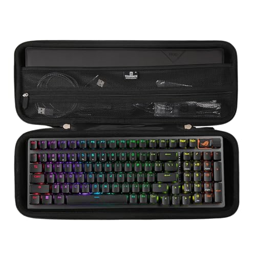 Tourmate Hard Storage Case for ASUS ROG Strix Scope II 96 (Mechanical)/ II 96 RX(Optical) Wireless Gaming Keyboard - Travel Case for RK ROYALKLUDGE RK98/RK96/N80/RK61,Aula F87/HERO 68 (Only Box) - color: black