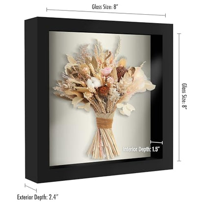 Americanflat 8x8 Shadow Box Frame with Shatter-Resistant Glass - Silhouette Collection - Small Shadow Box Display Case for Tabletop and Wall Display - Black with Soft Felt Back - color: Black, size: 8x8