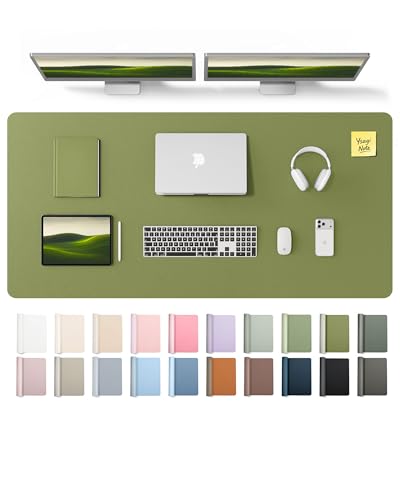 YSAGi Leather Desk Pad Protector, Office Desk Mat, Large Mouse Pad, Non-Slip PU Leather Desk Blotter, Laptop Desk Pad, Waterproof Desk Writing Pad for Office and Home (Green,55" x 24") - color: Green, size: 55" x 24"