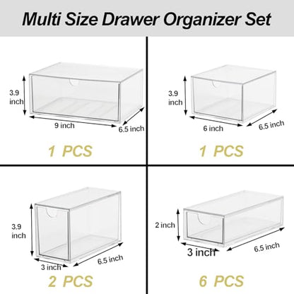 Acrylic Makeup Organizer, 10 Drawers Clear Storage Organizer Desktop Stackable Storage Drawers, Plastic Organizer Bins for Makeup, Stationery, Cosmetics, Vanity, Bathroom,Cabinet,Pantry Office Desk - style: 10 Drawers