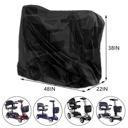 Sqodok Mobility Scooter Storage Cover, 420D Scooter Cover with Windproof Buckles Waterproof Scooter Weather Cover Protect from Dust Dirt Snow Rain Sun Rays, 48" x 22" x 38" - color: Black, size: L--48 x 22 x 38 inch
