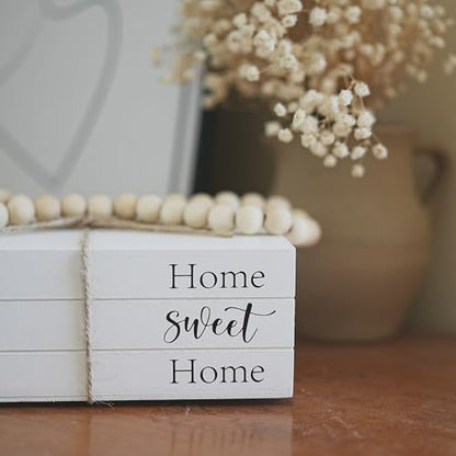 Decorative Books for Home Decor, Wooden Faux Book for Decoration, Farmhouse Stacked Display Books (Home Sweet Home) - style: Home Sweet Home