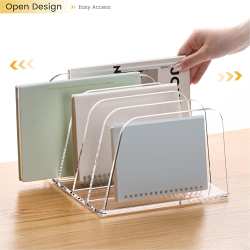 YUXUN Desk File Organizer,5-Section Vertical Clear Acrylic Desk Organizer File Holder Mail Sorter Office Organization for Office Home &Classroom（B5） - style: 5-Section,B5